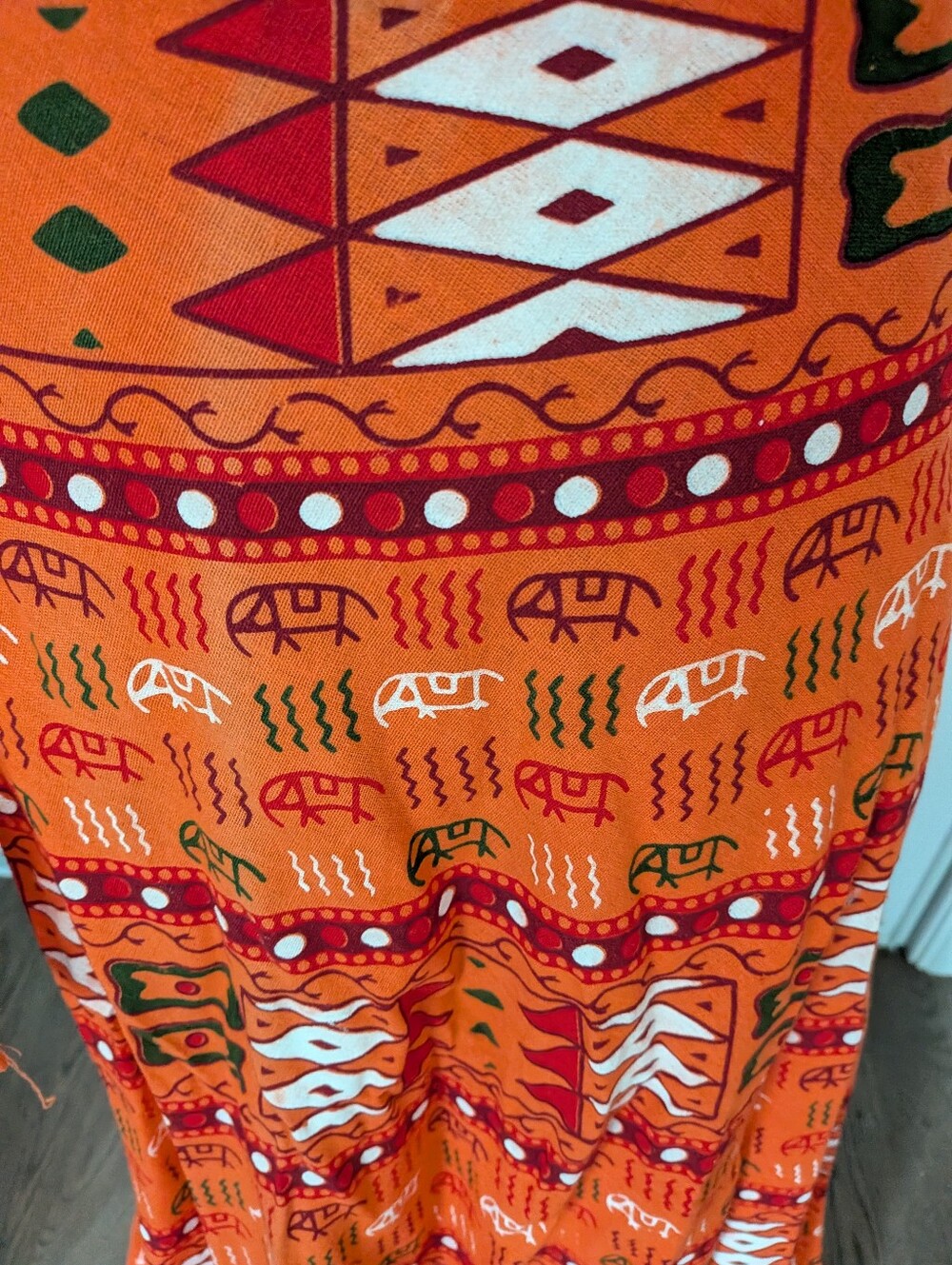 Boho Maxi Wrap Skirt in Bright Orange - Picture 3 of 4